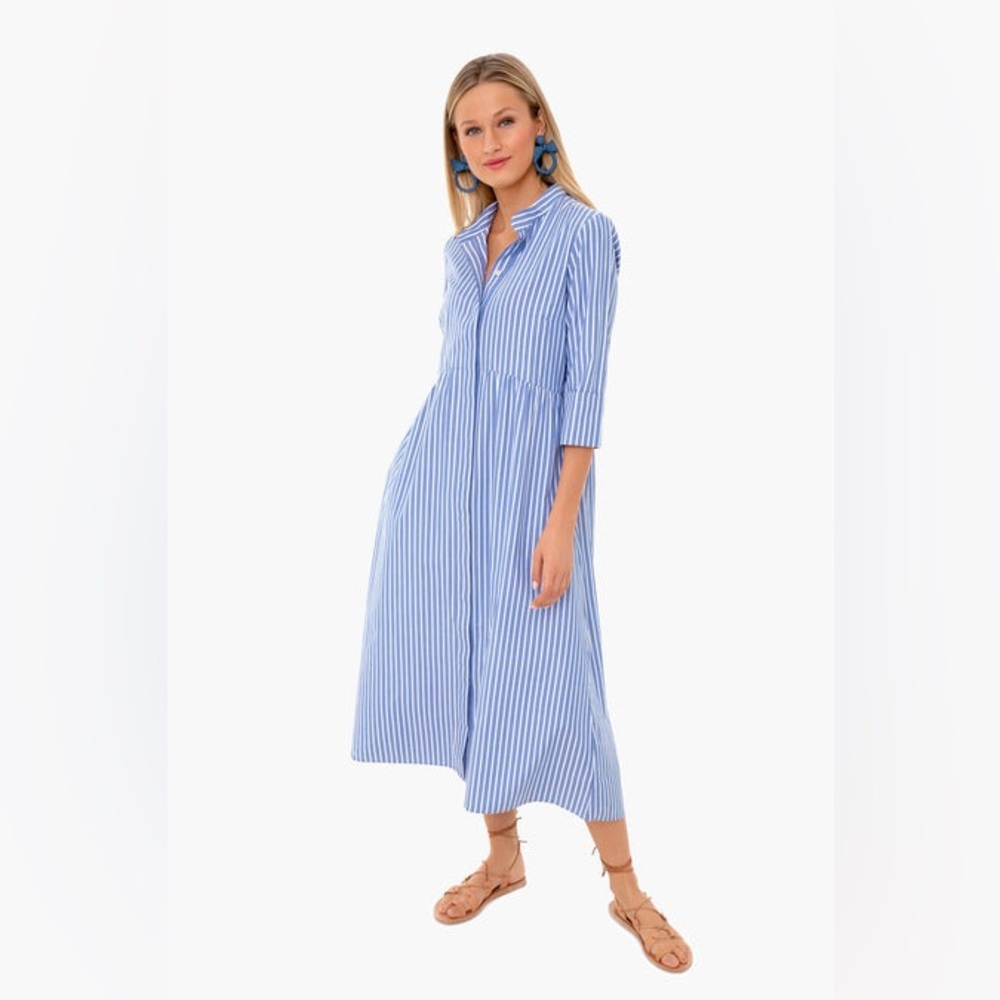 Tuckernuck Chambray Stripe Midi Royal Shirt Dress